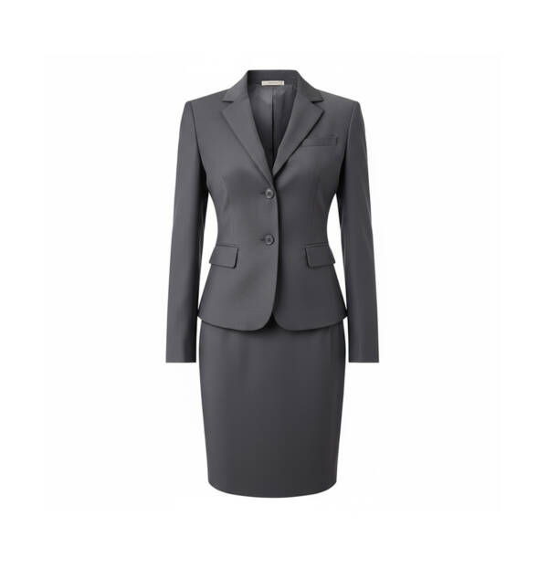 Traje Formal con Falda Dama Gris Oxford Marca ZAPICO
